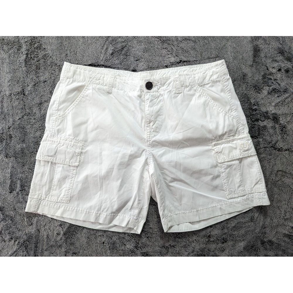 True Religion White Cargo Shorts
